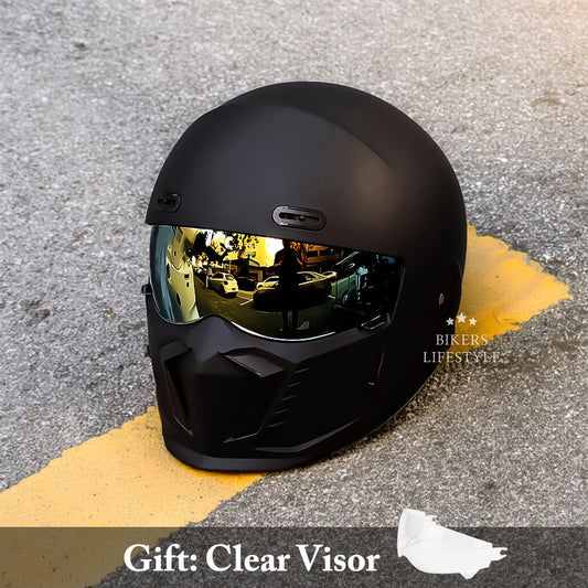 Classic Black Full Face Motorcycle Helmet - HappyKidMart