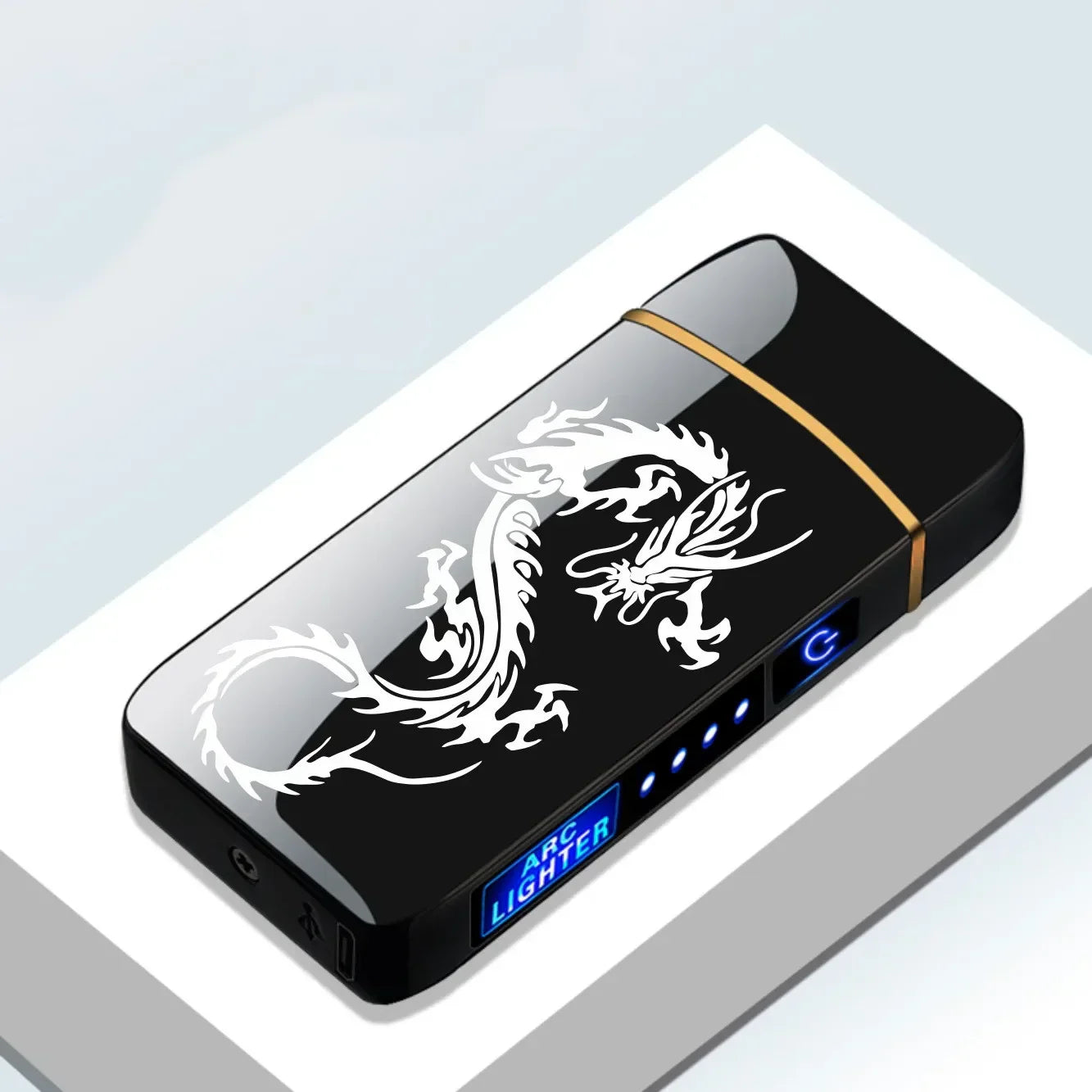 Rechargeable Double Flame Lighter Blue Metal Design
