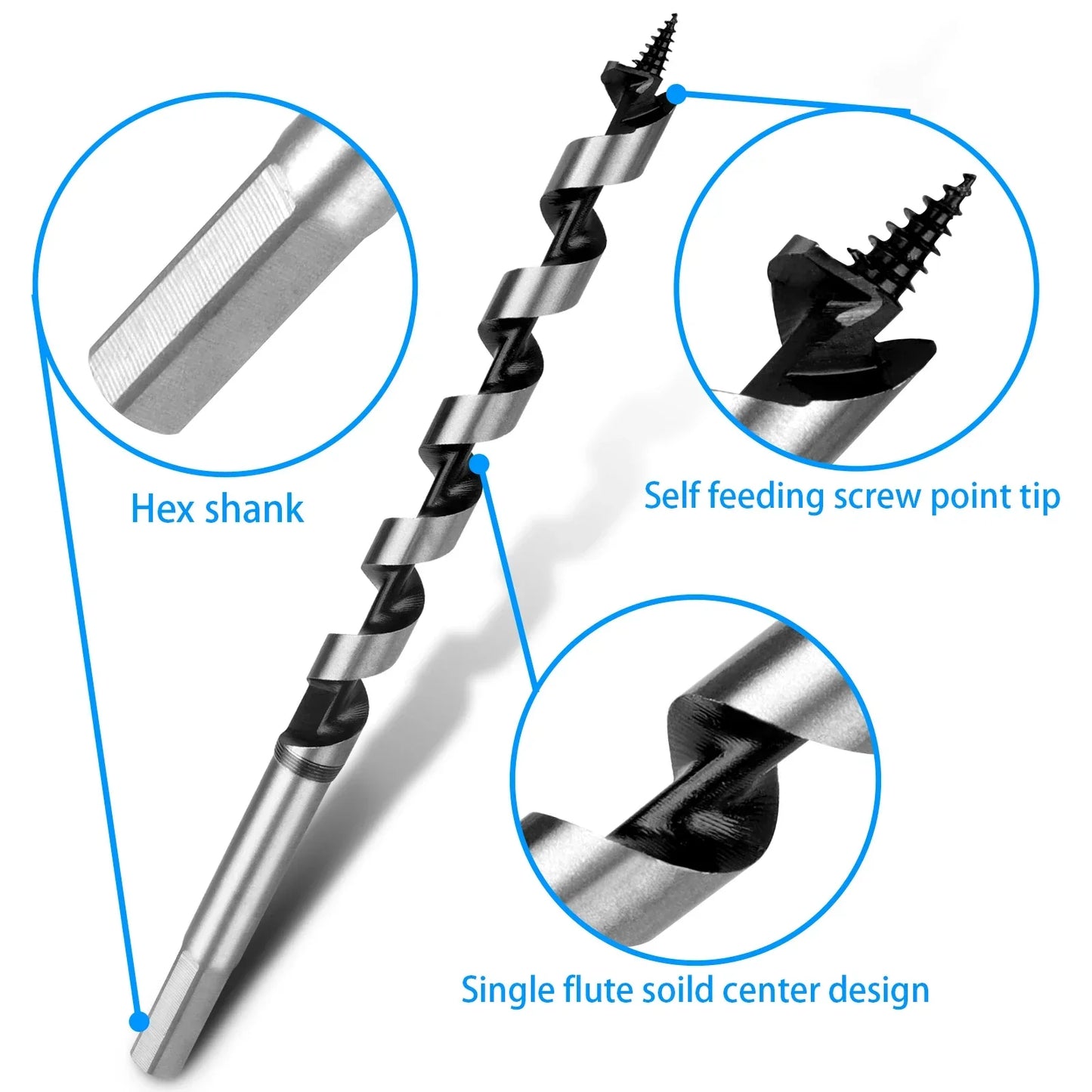 Heavy Duty Wood Drill Bit | Long Hex Shank - HappyKidMart