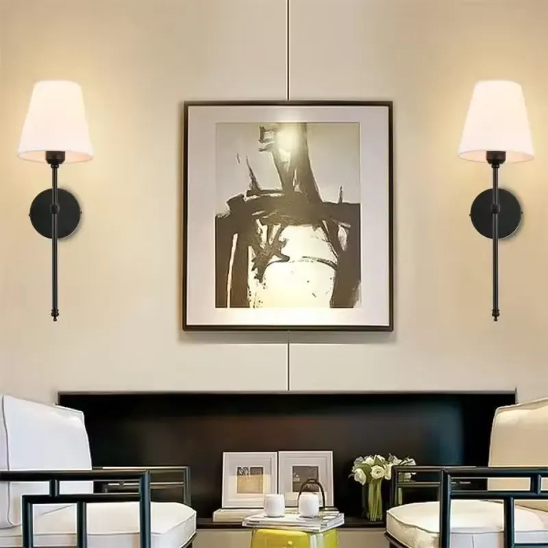 Stylish Black Wall Light With White Glass Shade - HappyKidMart