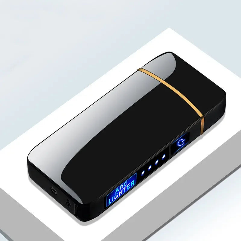 Rechargeable Double Flame Lighter Blue Metal Design
