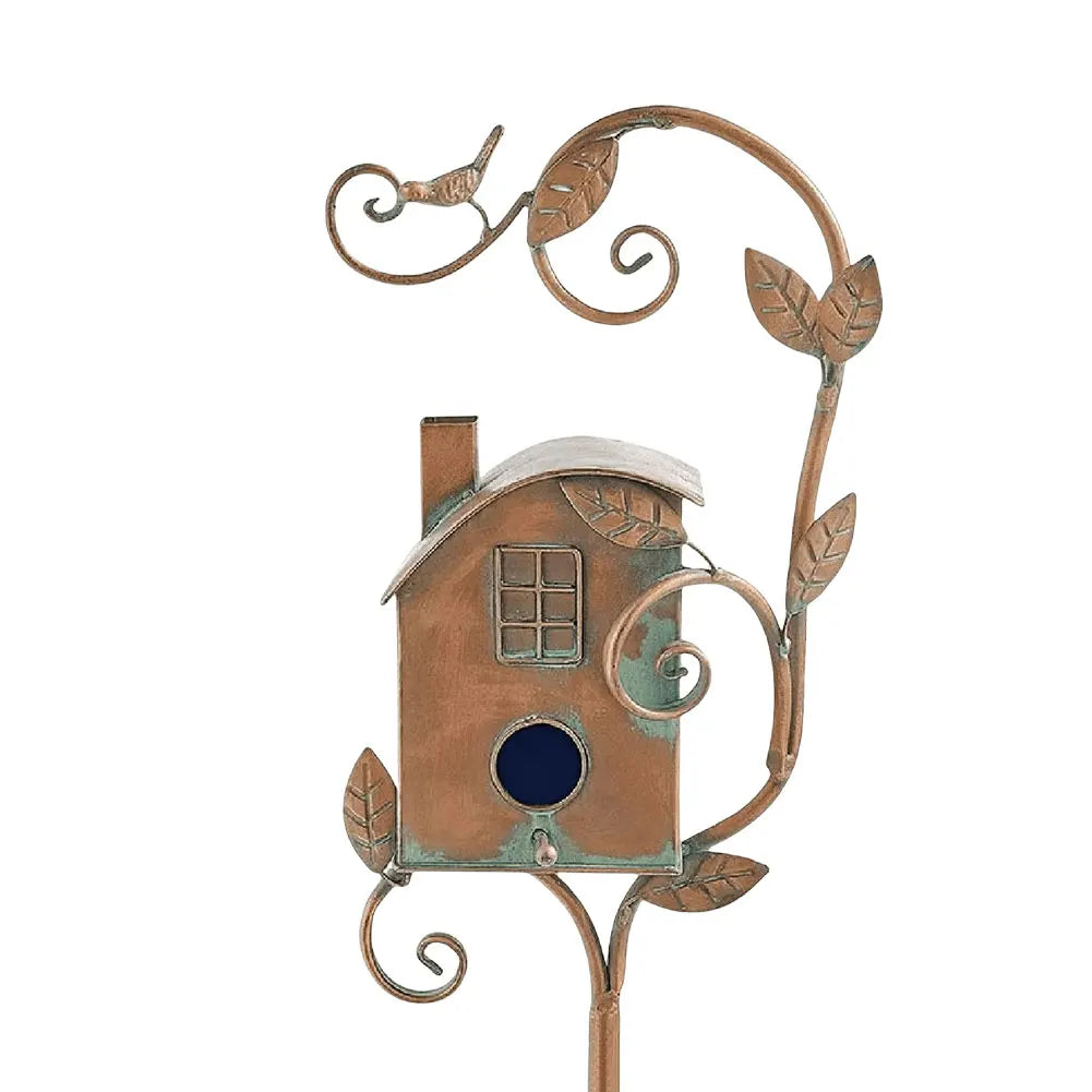 Rustic Metal Birdhouse | Double Entry Garden Bird Home