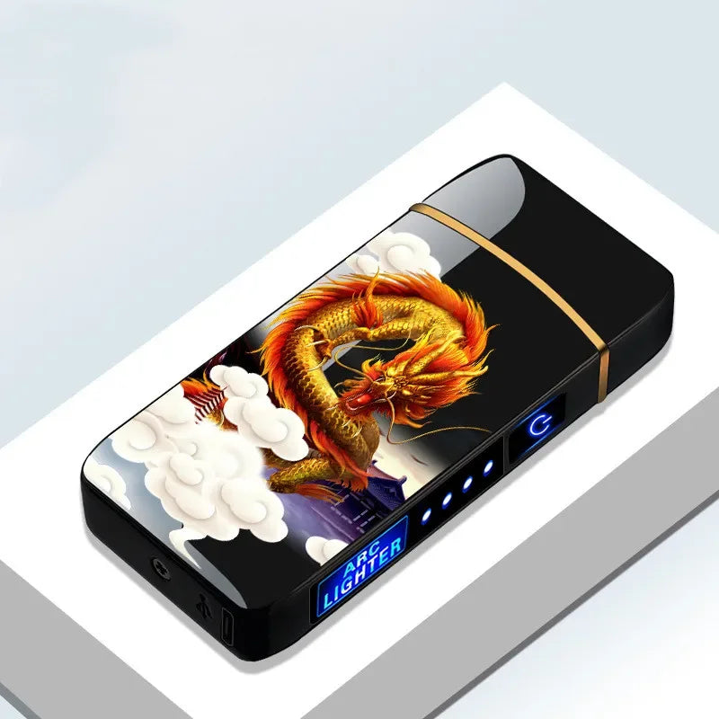 Rechargeable Double Flame Lighter Blue Metal Design