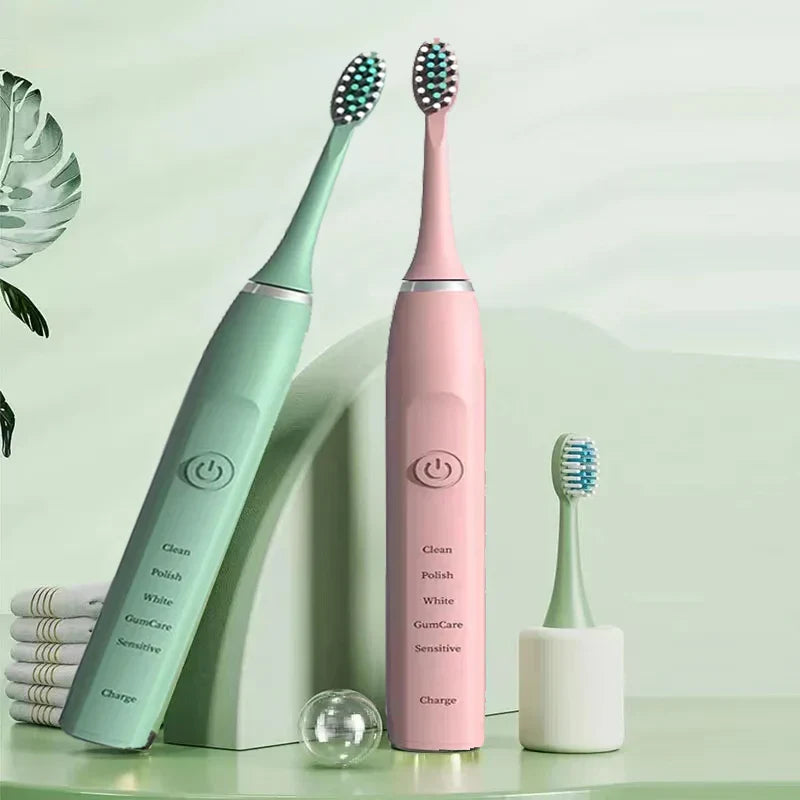 Powerful Rechargeable Toothbrush with 4 Replacement Heads - HappyKidMart