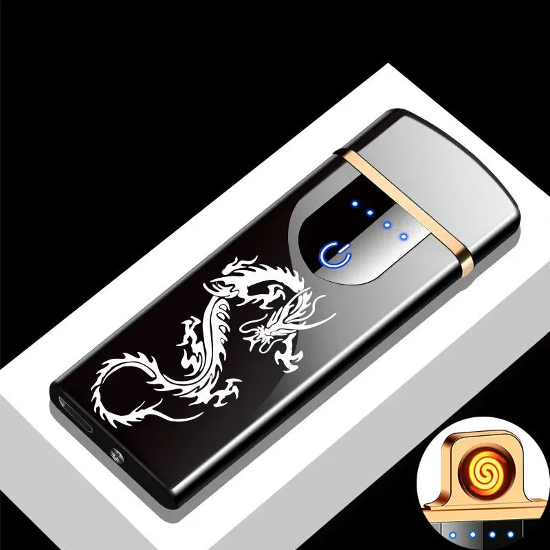 Rechargeable Double Flame Lighter Blue Metal Design