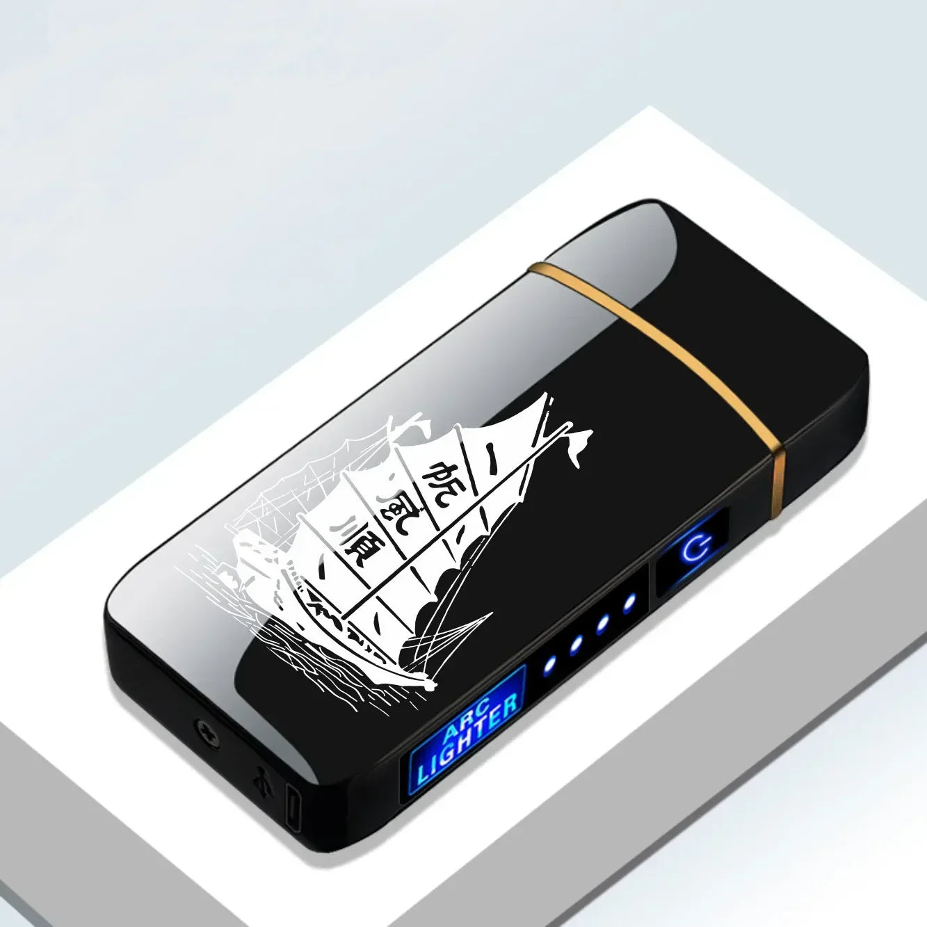 Rechargeable Double Flame Lighter Blue Metal Design