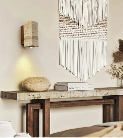 Rustic LED Stone Wall Sconce