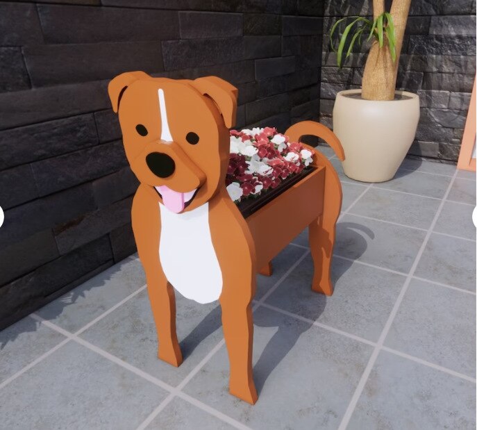 Adorable Dog Figurine Garden Planter