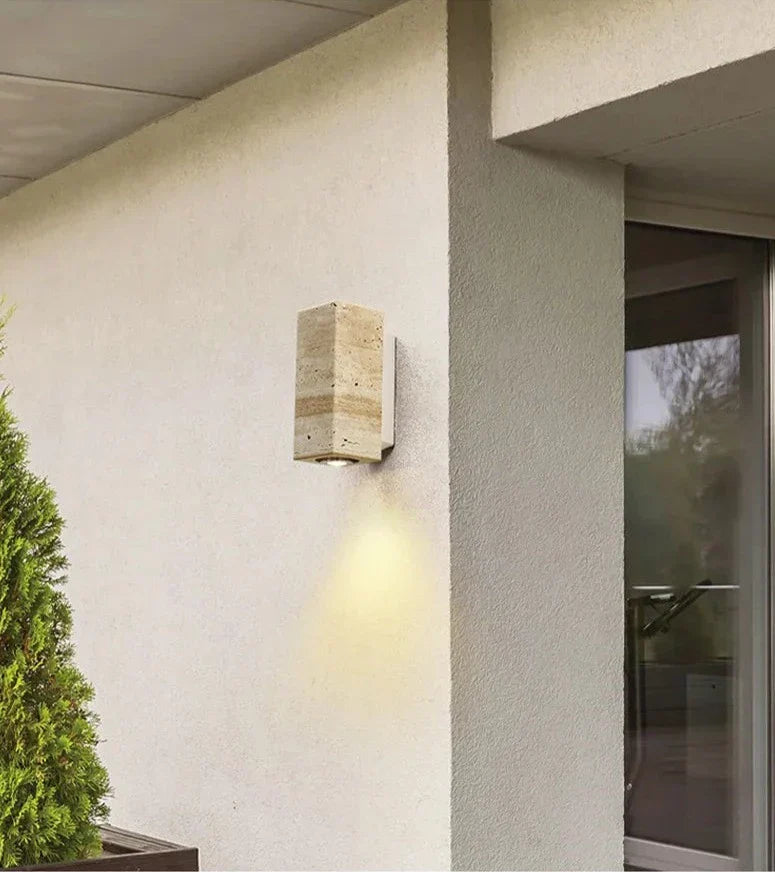 Rustic LED Stone Wall Sconce