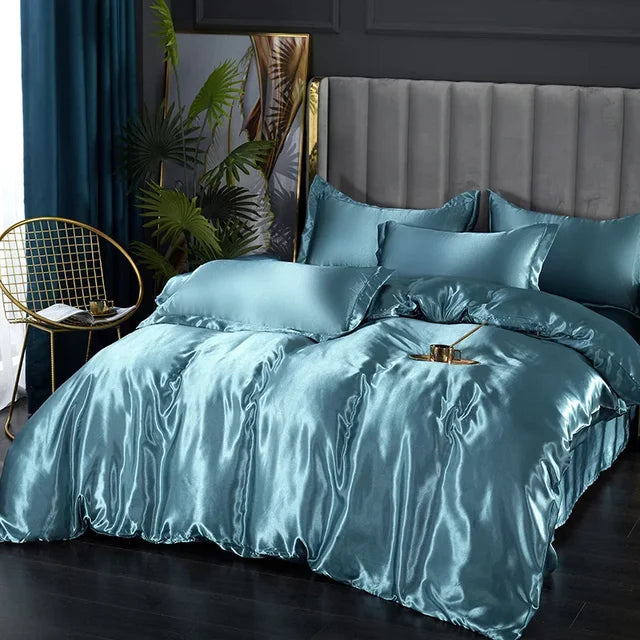 Soft Satin Bed Sheets | Smooth Duvet Cover Set - HappyKidMart
