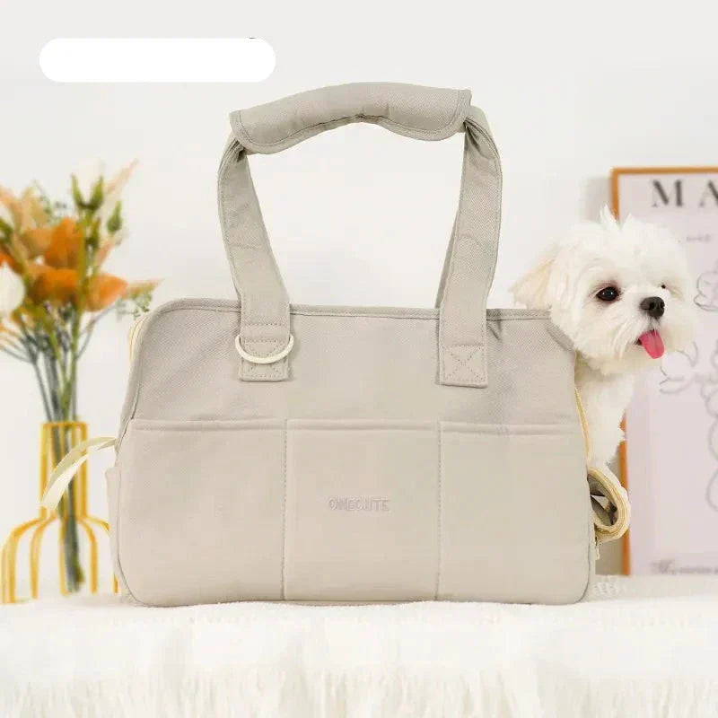Luxury Dog Carrier Bag | Soft Cotton Pet Tote - HappyKidMart