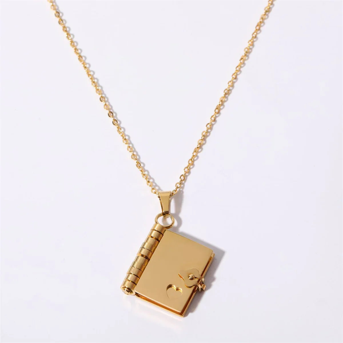 Small Book Pendant | Heart Shaped Locket Necklace