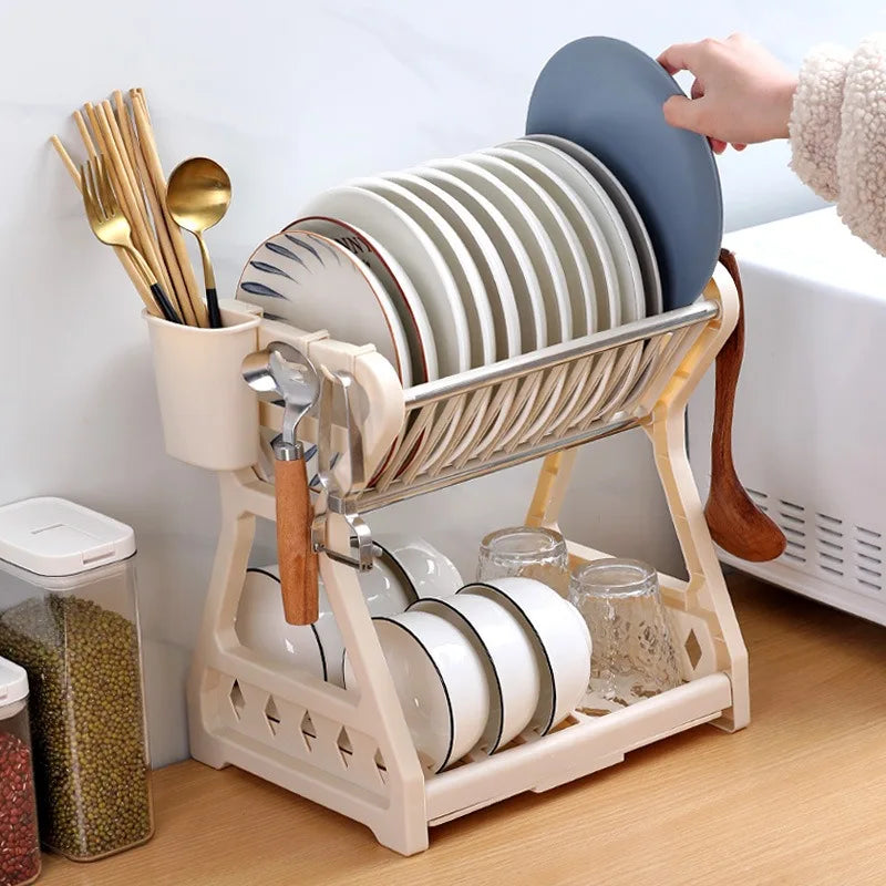Space Saving 2-Tier Stainless Steel Dish Rack