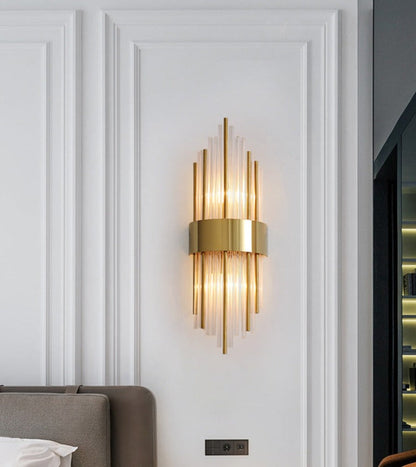 Luxury Glass Wall Light | Brass Metal Sconce