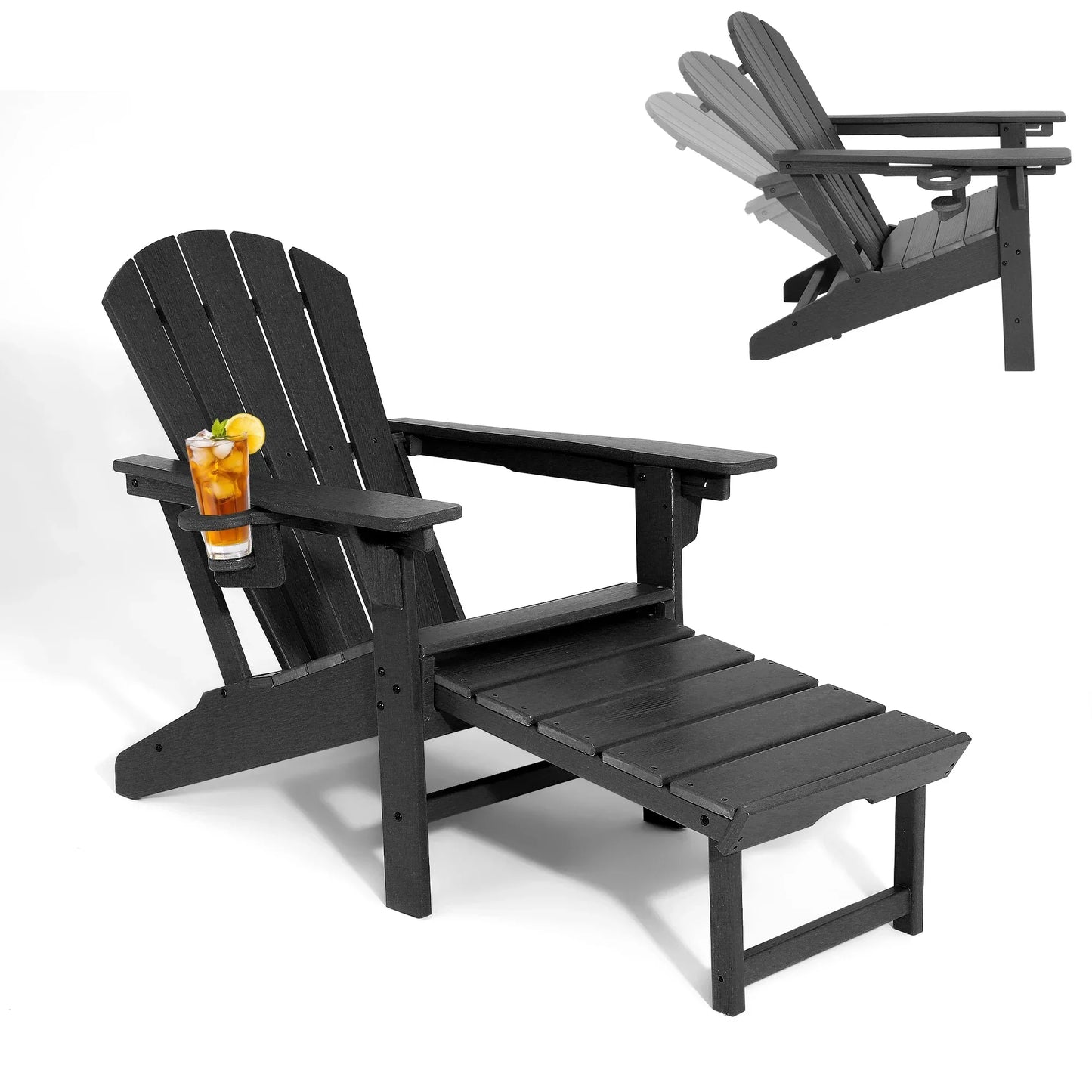 Comfortable Outdoor Adirondack Chair With Footrest