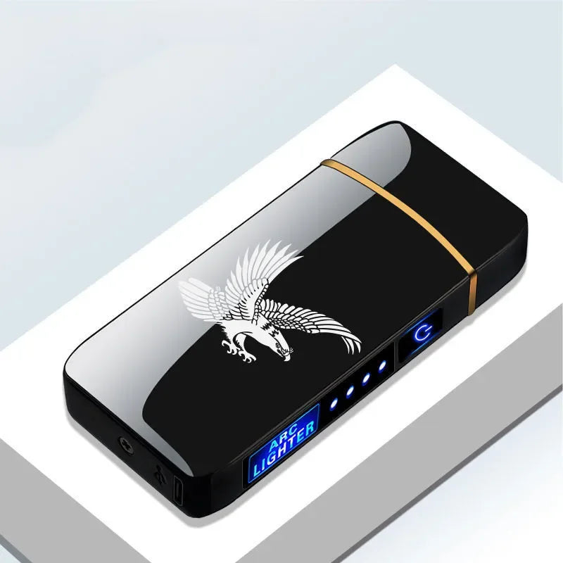 Rechargeable Double Flame Lighter Blue Metal Design