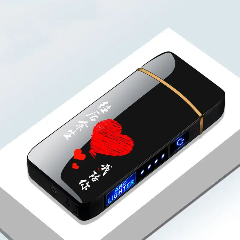 Rechargeable Double Flame Lighter Blue Metal Design