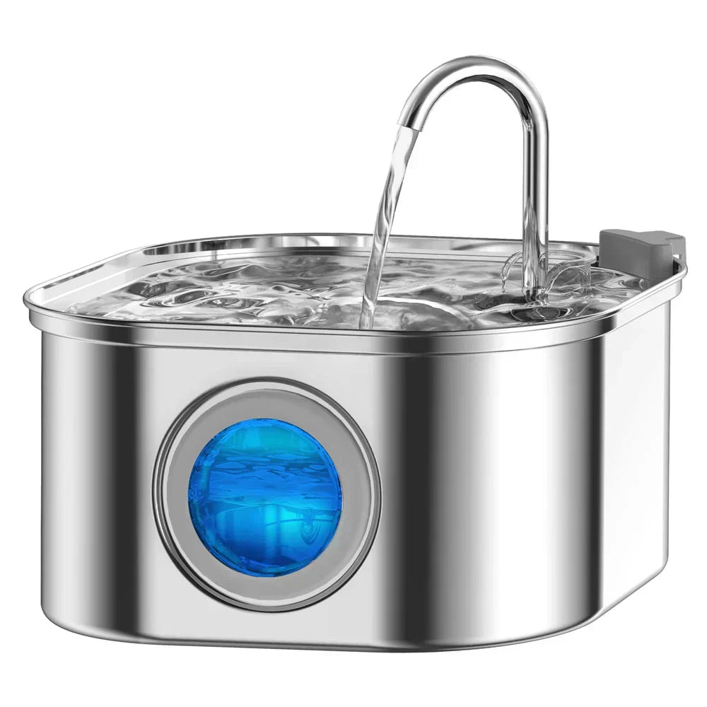 Automatic Pet Fountain with LED Stainless Steel Bowl - HappyKidMart
