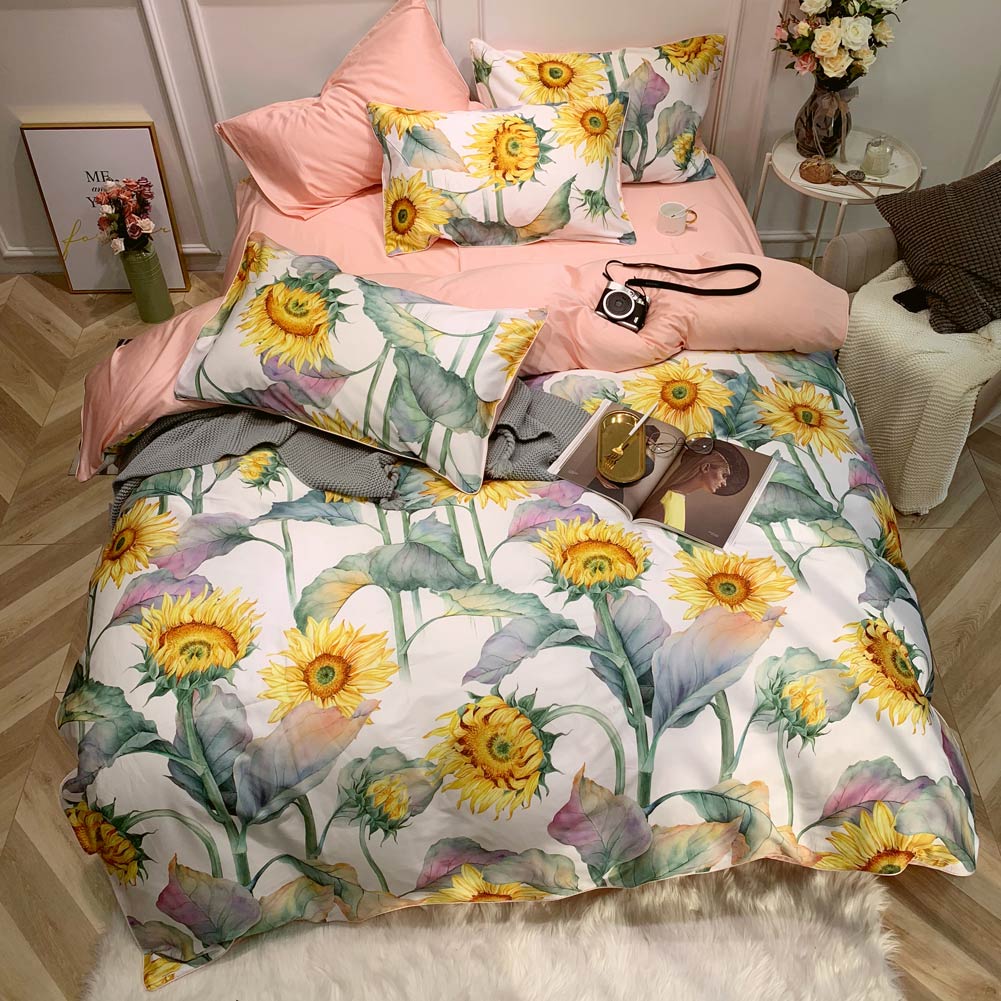 Soft Cotton Bedding Set | Floral Sunflower Design - HappyKidMart