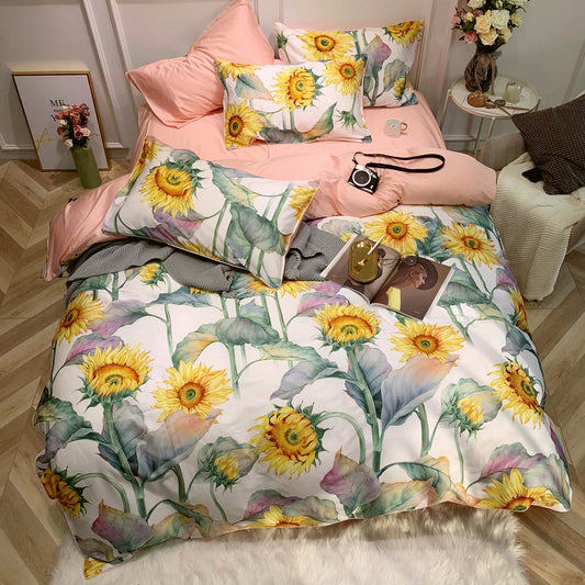 Soft Cotton Bedding Set | Floral Sunflower Design - HappyKidMart