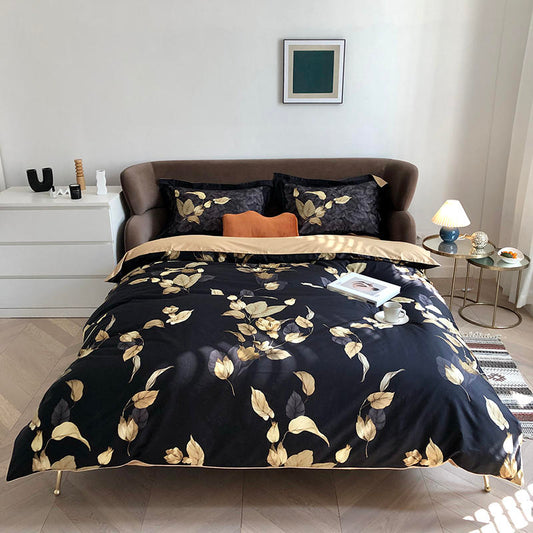 Premium Soft Cotton Bedding Set Dark Floral Pattern - HappyKidMart