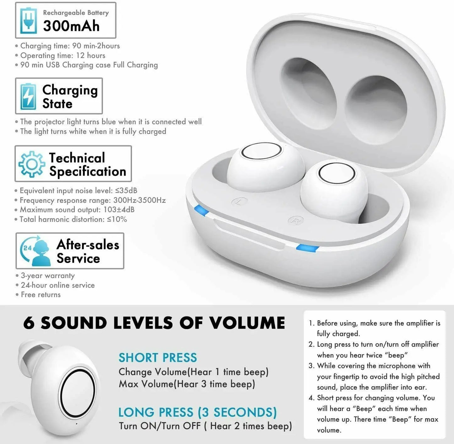 Wireless Hearing Aid with Bluetooth & Advanced Sound