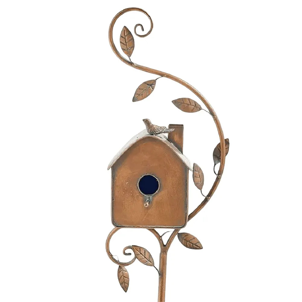 Rustic Metal Birdhouse | Double Entry Garden Bird Home