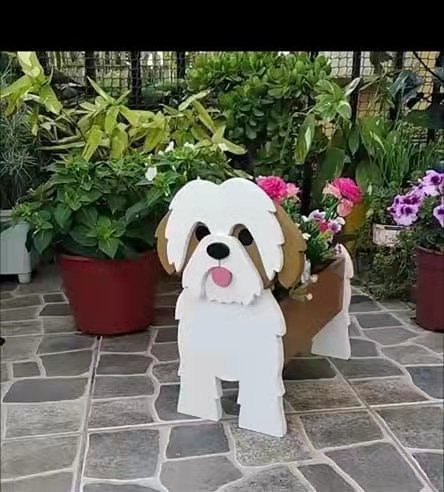 Adorable Dog Figurine Garden Planter
