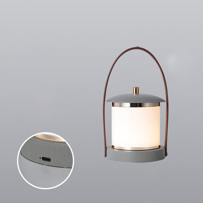 Compact LED Camping Lantern | Gray Leather Grip