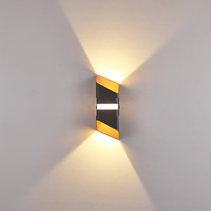 Contemporary Black Gold LED Outdoor Wall Sconce