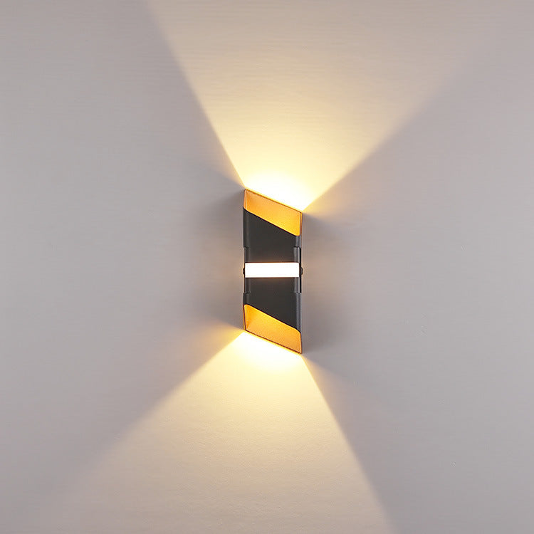 Contemporary Black Gold LED Outdoor Wall Sconce - HappyKidMart