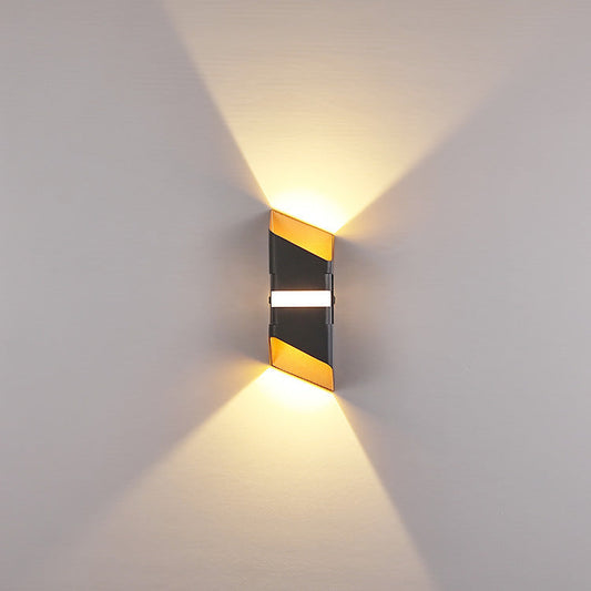 Contemporary Black Gold LED Outdoor Wall Sconce - HappyKidMart