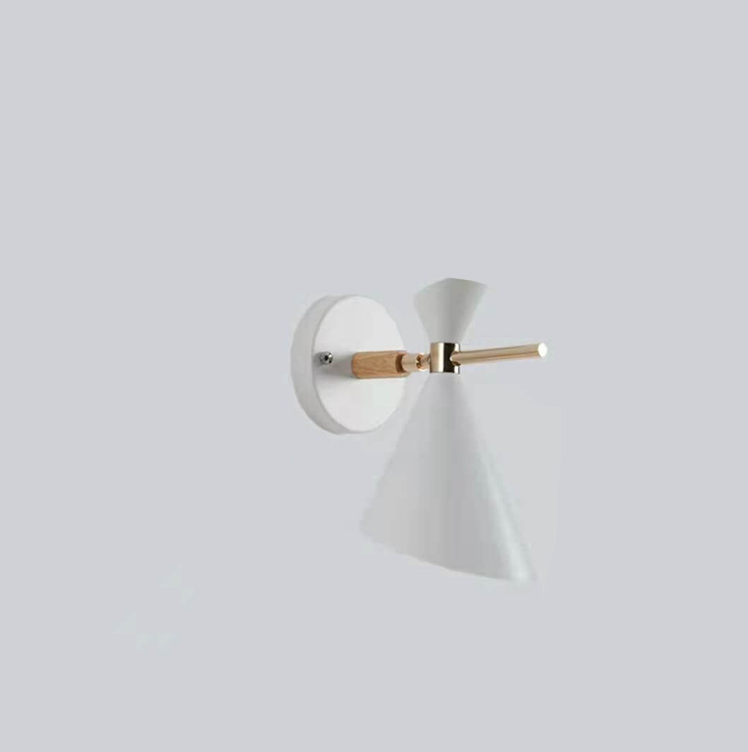Contemporary Wooden Wall Light | White Metal Finish