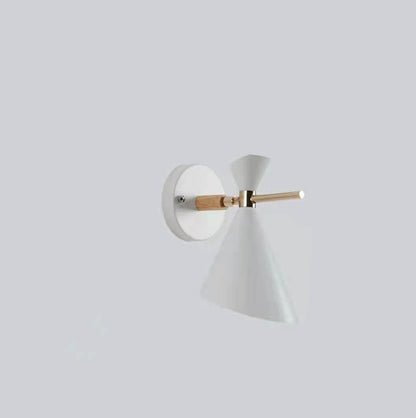 Contemporary Wooden Wall Light | White Metal Finish