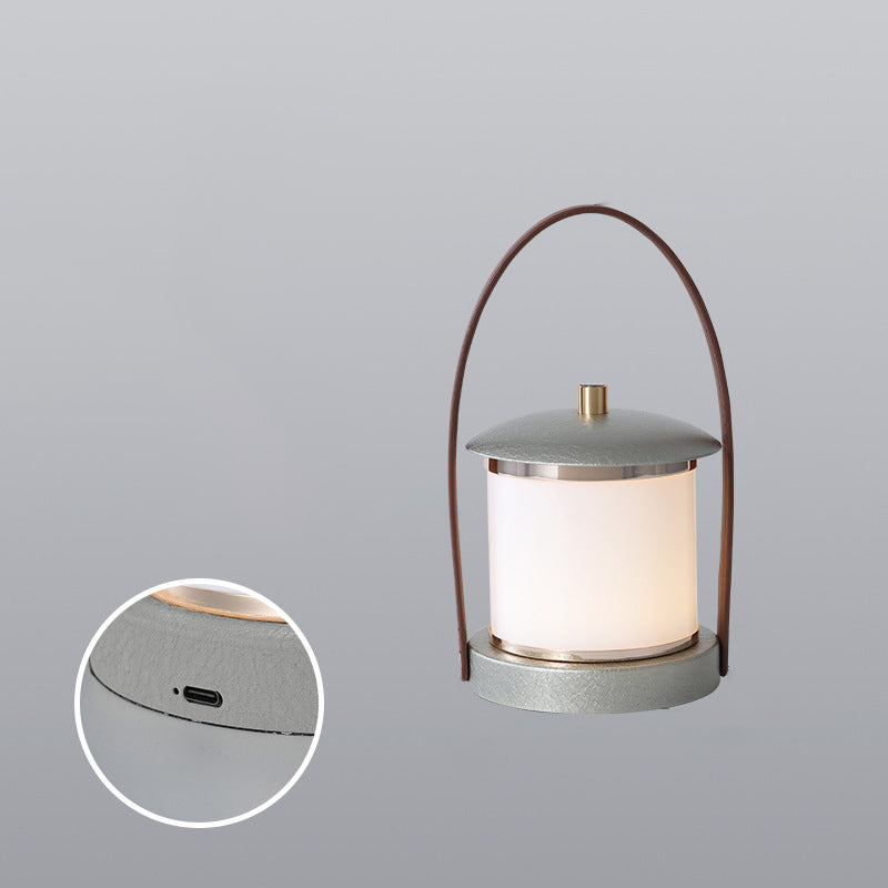 Compact LED Camping Lantern | Gray Leather Grip