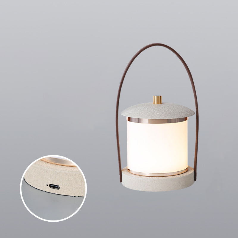 Compact LED Camping Lantern | Gray Leather Grip