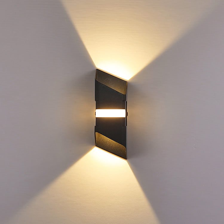 Contemporary Black Gold LED Outdoor Wall Sconce