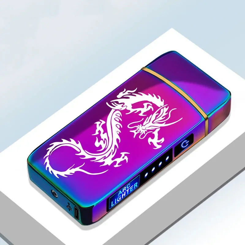 Rechargeable Double Flame Lighter Blue Metal Design