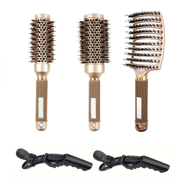 Premium Ceramic Hair Brush Set with Boar Bristles - HappyKidMart