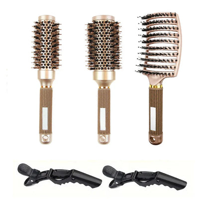 Premium Ceramic Hair Brush Set with Boar Bristles - HappyKidMart