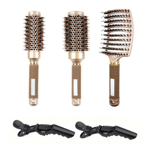 Premium Ceramic Hair Brush Set with Boar Bristles - HappyKidMart