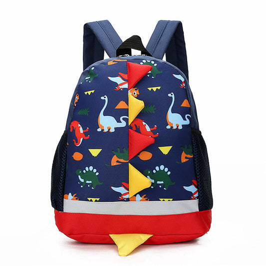 Fun Dino Backpack For Kids Navy Blue 3D Detail - HappyKidMart