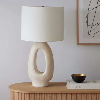Contemporary White Table Lamp with Fabric Shade
