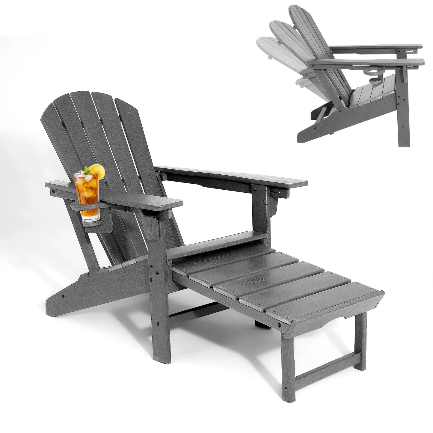 Comfortable Outdoor Adirondack Chair With Footrest