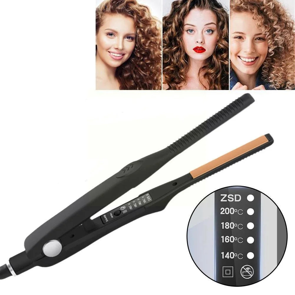 Compact Ceramic Hair Straightener Curler - HappyKidMart