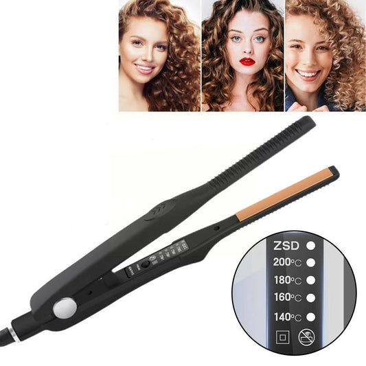 Compact Ceramic Hair Straightener Curler - HappyKidMart