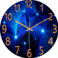 Stylish Wall Clock Blue Marble Neon Numbers