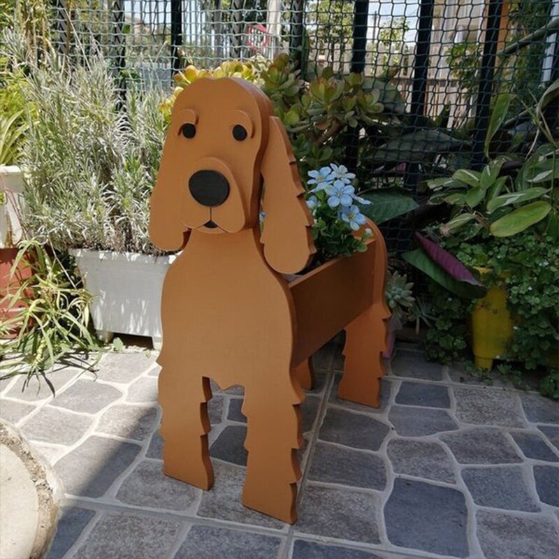 Adorable Dog Figurine Garden Planter