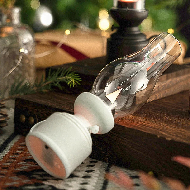 Retro Style LED Oil Lamp | Classic Glass Battery Lantern