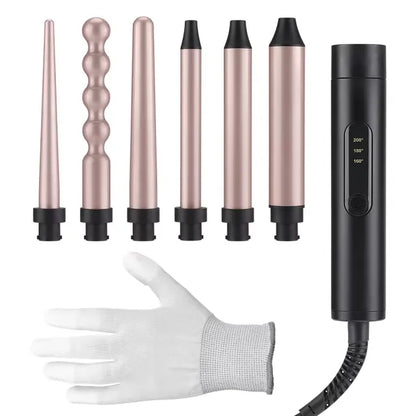 Premium 6-in-1 Curling Iron Hair Styler Set